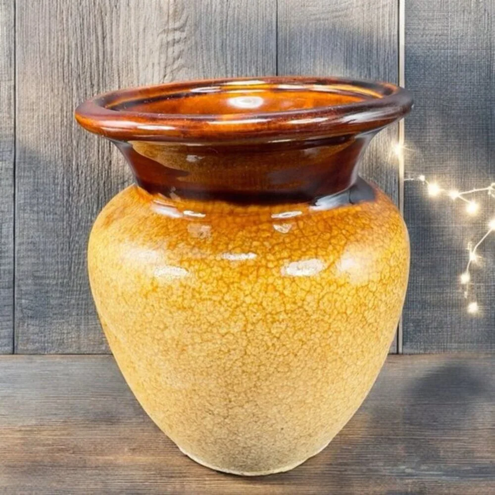 Royal Haeger Brown Earth Glaze Ceramic Vase Vessel Drip Glaze Signed Pottery VTG